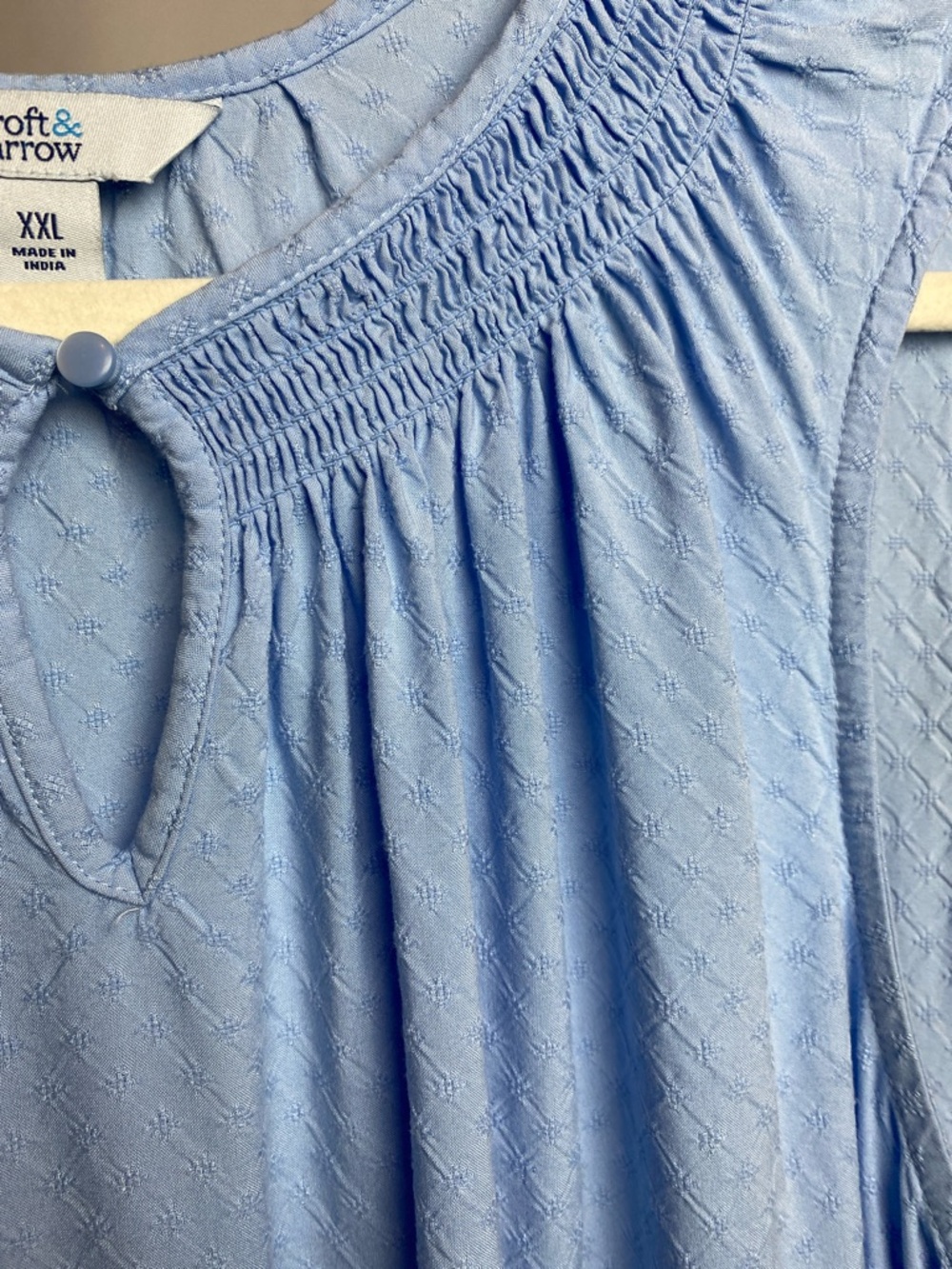 croft & barrow Soft Blue Sleeveless Smocked-Yoke Blouse XXL - Picture 3 of 8